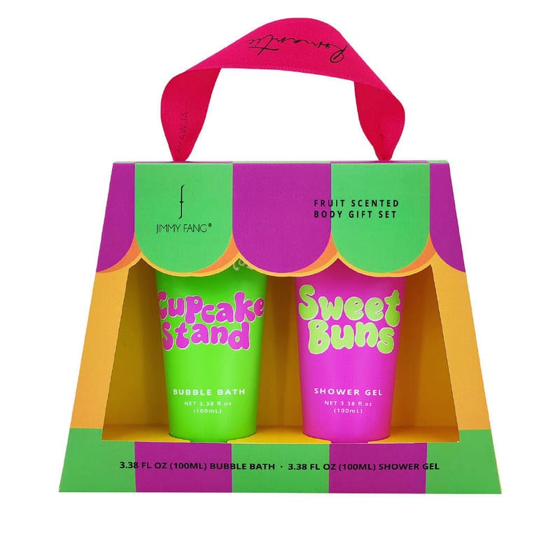 Cupcake Stand and Sweet Buns Scented Body Gift Set with 100ml Bubble Bath and 100ml Shower Gel